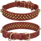 Spiked Dog Collar Soft Pu Leather Mushrooms Rivet Spike Studded Puppy Adjustable Pet Collars for Small Breeds (XS, Brown2)