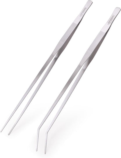 VORESTIC Straight and Curved Aquarium Tweezers Set 18 Inch, Stainless Steel Long Tweezers for Fish Tank Planting, Aquascaping, Reptile Feeding Tongs, Terrarium Tool and Aquarium Tongs