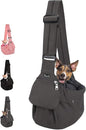 Lukovee Dog Sling Carrier, Hard Bottom Support & Adjustable Soft Padded Shoudler Strap Dog Slings for Small Dogs, Dog Purse with Drawstring Mesh Opening & Zipper Pockets for Puppy Cat Pet (Grey)