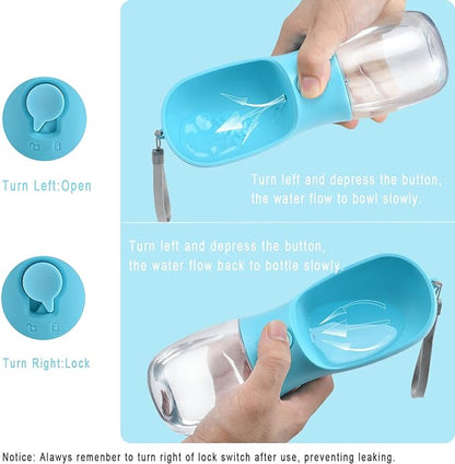 Dog Water Bottle with Food Container, Travel Puppy Water Bowl, Portable Pet Dispenser, Dog Gift Stuff Accessories Items, Puppy Essentials Necessities for Yorkie Cat Walking and Hiking