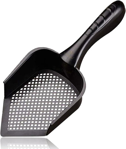 SunGrow Reptile Litter Scoop, Pointed Edge for Terrariums, Right-Angled Deep Shovel for Reptiles & Cats, Durable Plastic, Black, 1 Pack