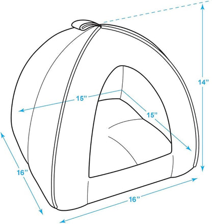 Best Pet Supplies Dog House Bed Crate Mat Tent Indoor Round Soft Plush for Small, Medium, and Large Breeds - Brown Linen, 16" x 16" x H:14"