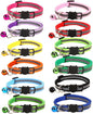 12-Pack Safety Release Reflective Cat Collars with Bell - Breakaway Buckle, Night Visibility, Anti-Hunting Bell - Adjustable Kitten & Adult Cat Collars (12 Multicolor)