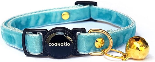 Safety Quick Release Cat Collars,Double Velvet with Bell Available in a Range Colors,Perfect for Your Kitty, Adjustable 20-30 cm (20-30cm, Sky Blue)