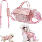 Dog Lift Harness Backpack for Small Dogs Cats, Adjustable Straps Dog Sling Carrier Full Body for Hiking, Travel, Outdoor – Pink Medium