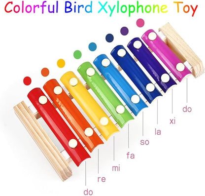 Bird Xylophone with Mirror & Bell Accessories - Musical Training Toy for Conure, Budgie, Cockatiel, Cockatoo, Parakeet, Finch (Bird Xylophone with Mirror)