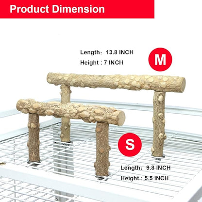 Bird Perch Stand, Bird Cage Top Perch Gym,Natural Wood Parrot Branch for Small Medium Large Parrot (S)