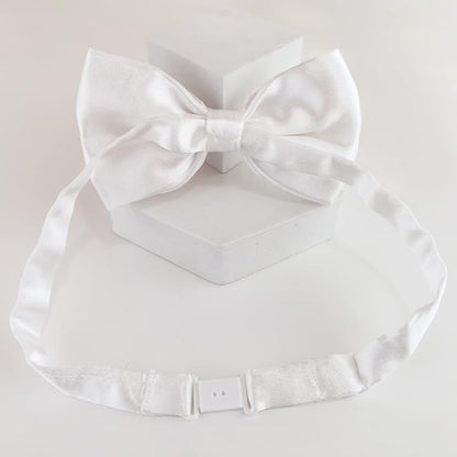 KOOLMOX Dog Bow Tie, Adjustable White Dog Collar Tie for Medium and Large Dogs Cats Pets Wedding Birthday Graduation Holiday Homecoming Costumes Grooming, 2-Pack