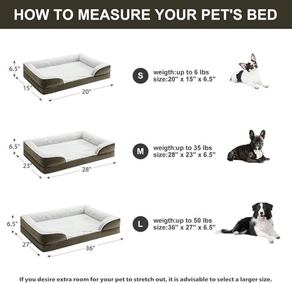 Orthopedic Dog Bed for Large Dogs, Egg Crate Foam Bed for Large Dogs, Equipped with Removable Waterproof Pillow Cover and Anti-Slip Bottom, Pet Bed