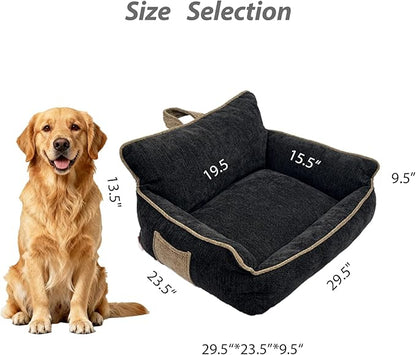 Orthopedic Dog Bed with Memory Foam, Washable Plush Pet Bed for Small, Medium & Large Dogs, Cozy Bolster Crate Dog Bed for Joint Support & Comfort.(Black)