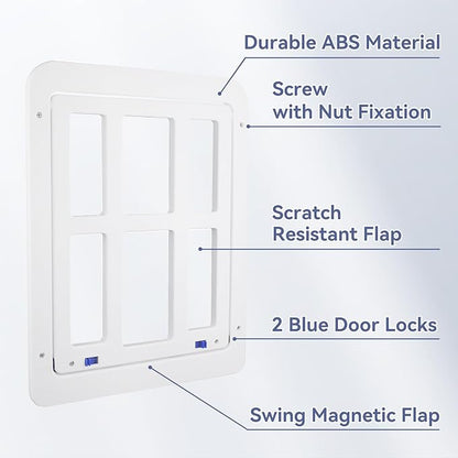 NAMSAN Cat Screen Door, Flap Opening 8.3 x 10.3 inches, Doggie Door for Screen Door, Window Cat Door Magnetic Self-Closing, Cat Door for Sliding Door, Lockable, White