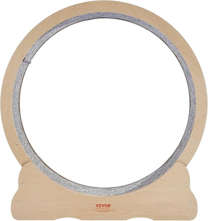 VEVOR Wooden Cat Exercise Wheel, 43.3" Large Cat Treadmill Wheel for Indoor Cats, Cat Running Wheel with Detachable Carpet & Cat Teaser for Running/Walking/Training, Suitable for Most Cats Yellow