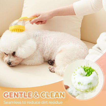 Pet Bath Brush, 2025 New 2 in 1 Dog Bath Brush with Built-in Shampoo Dispenser, Pet Wash Brush for Bathing Dog Grooming Massage Brush for Long Short Haired Dogs Cats Shower (Green, Coarse teeth)