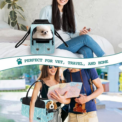PetAmi Dog Purse Carrier for Small Dogs, Airline Approved Soft Sided Pet Carrier with Pockets, Ventilated Dog Carrying Bag for Puppy Cat, Dog Travel Supplies Bag, Sherpa Bed, Max 12 lbs, Chevron Teal