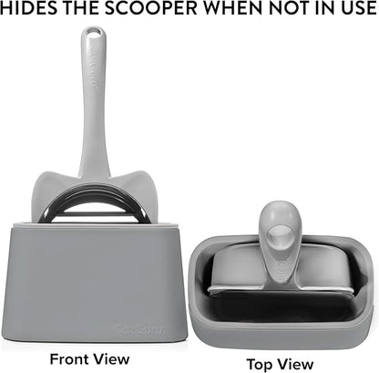 CatGuru Premium Cat Litter Scoop Holder – Heavy-Duty Scooper Storage Caddy, Scoop Stand for Kitty Litter Box, Fits Most Cat Litter Scoops (Gray)