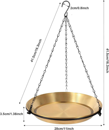 Hanging Bird Bath Bird Feeder Bowl with 16.3 inch Iron Hanging Chain Detachable Outdoor Decor for Garden Backyard Patio and Deck - Perfect for Attracting Birds