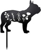 Dog Garden Stake - Unique Gift for Dog Lovers, Black Metal Outdoor Decor, Durable Yard Art Statue (French Bulldog)