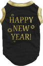 Petitebella Bling Happy New Year Puppy Dog Shirt (Black/Bright Gold, XX-Large)