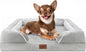 Comfort Expression Orthopedic Dog Bed for Small Dogs 24x16 Inch, Waterproof Egg Crate Foam Small Pet Bed with Removable Bolsters, Dog Couch with Washable Cover & Non-Slip Bottom, Grey White