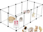 12 Panels Transparent Small Animals Playpen,48" x 24" x 16" Portable Pet Playpen,Plastic Enclosure,Puppy Play Pen for Indoors Outdoor Pet Fence for Guinea Pigs,Bunny,Ferrets,Hamsters,Hedgehogs