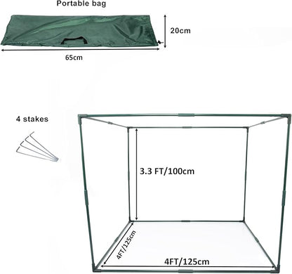 Square 4'x4' Netting Cover 3.3FT Tall Crop Cage Pest Guard Cover for Vegetables Fruits Durable Plant Garden Net with 4 Stakes