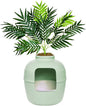 Good Pet Stuff Hidden Litter Box Planter, Decorative Cat Litter Enclosure with Carbon Filter, Artificial Plant, Easy Clean, Removable Liner, Round Style, Essentials Kit, Sage Green