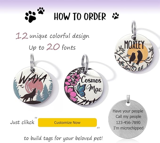 MYXGY Colorful Dog Tags Personalized, Engraved Dog Tags with Colored Printing for Pets, Customizable Cat Collar Holder Tag (Cactus)