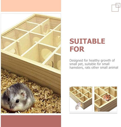 Wooden Hamster Maze Toy Multi-Grid Maze Household Hamster Hideaway Toy Small Pet Cage Accessory