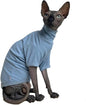 Sphynx Hairless Cats Shirt Cotton Cat Turtleneck Sweater Pullover Kitten T-Shirts with Sleeves Cat Pajamas Jumpsuit for Sphynx Cornish Rex, Devon Rex, Peterbald (Large (Pack of 1), Sky Blue)