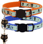 2 Pack Glow in The Dark Cat Collar with Bell Breakaway Safety Cat Puppy Collars with Pendant Orange and Blue