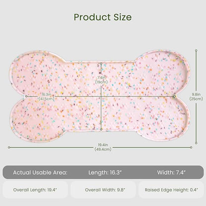 Dog Food Mat Anti-Slip Silicone Dog Bowl Mat Thicker Pet Placemat Waterproof Cat Feeder Pad with Raised Edge Puppy Kitten Feeding Mats Suitable Small Medium-Sized Dogs Cats Eating Tray