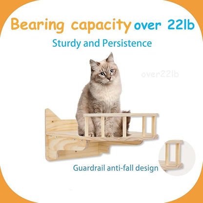 Cat Wall Shelves for Large Cats – Pine Cat Wall Furniture 9-Piece Climber Set with House, Ladder & Scratching Posts, Space-Saving, Sturdy, Supports Multiple Cats