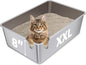 Stainless Steel Cat Litter Box, 23.6"x15.8"x8" XXL Stainless Steel Litter Box 8 inch Deep, Extra Large Metal Litterbox for Big Cats, Non Stick Surface, Easy to Clean, High Sided