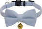 THAIN Cat Collar with Bow Tie and Bell, Breakaway Adjustable Cute Soft Corduroy Kitten Collars Safety Buckle for boy Cats(Solid Light Blue)