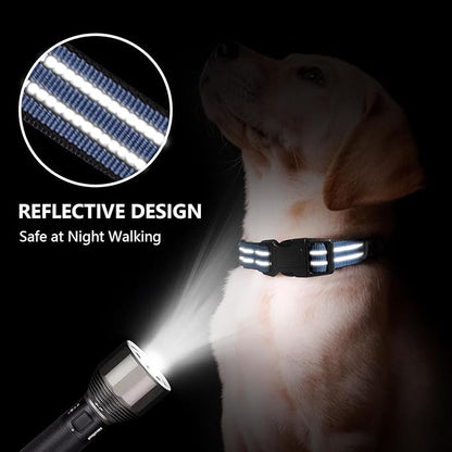 Martingale Dog Collar, Adjustable Nylon Reflective Collar with Quick Release Buckle (Grey Blue, Small)