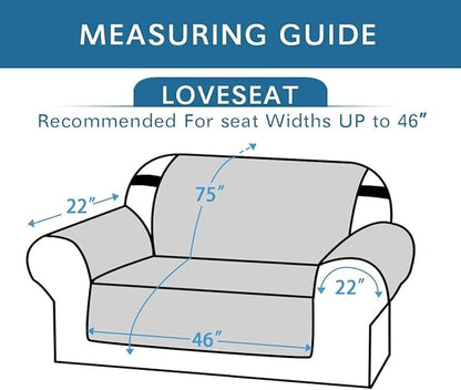 H.VERSAILTEX Reversible Loveseat Cover Furniture Protector Anti-Slip Water Resistant 2" Elastic Straps Couch Covers Pets Kids Fit Sitting Width Up to 46"(Love Seat: 75" x 90", Light Grey/Beige)