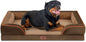 Comfort Expression Orthopedic Dog Bed for Extra Large Dogs 48x30 Inch, Waterproof Egg Crate Foam XXL Pet Bed with Removable Bolsters, Dog Couch with Washable Cover & Non-Slip Bottom, Brown