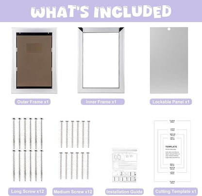 Durable Pet Door, Aluminum Door for Dog and Pets, X-Large Doggie Door with Automatic Closing Magnetic Flaps, Ideal for Interior and Exterior Doors, Screen and Wall, Weather Resistant