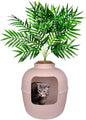 Good Pet Stuff Hidden Litter Box Planter, Decorative Cat Litter Enclosure with Carbon Filter, Artificial Plant, Easy Clean, Indoor Design, Original Round Style, Base Kit, Pink Coral