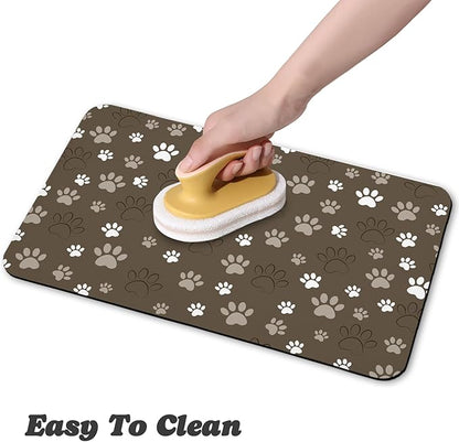 Dog Food Mat, Absorbent Water Bowl Mats Cat Pet Feeding Placemats Brown 17 * 30 inch