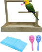 Small Bird Training Stand Portable Tabletop Birds Perch Desktop Platform Training Perch with 5 Pcs Disposable Pads Parakeet Play Gyms Exercise for Budgie Conure Parrot Cockatiel Lovebird