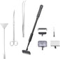 Carefree Fish 7IN1 Aquarium Cleaning Tools Long Handle Adjustable Length 18~24Inch Fish Tank Cleaner Kit Algae Scraper Scrubber Brushes Set Plant Scissor Long Tweezer