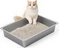 Kirecoo Stainless Steel Litter Box, Large Low Entry Metal Cat Pan Box, Indoor Litter Tray, Non Stick, No Smell, Easy to Clean, Pet Toilet Supplies for Cats