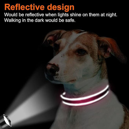Joytale Reflective Dog Collar, Soft Neoprene Padded, Metal D-Ring, Nylon Pet Collar Adjustable for Large Dogs, Hotpink, L