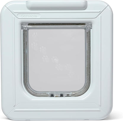 Cat Mate Elite I.D Disc Cat Flap with Timer Control (305) - Compatible with Pet Mate I.D Discs, for Small to Average Sized Cats, for Glass, UPVC, Walls and Wood, White