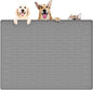 39.4"x29.5" Large Pet Food Mat, Silicone Dog Mats for Food and Water, Nonslip Pet Feeding Mats for Floors,Dog Cat Bowl Mat with Raised Edges, Light Gray