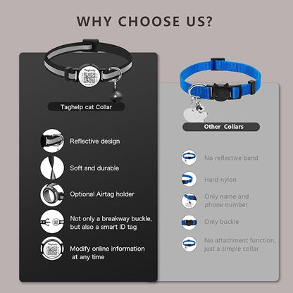 6 Pack QR Code Cat Collar - Breakaway Reflective Collars with Bell & Online ID Profile, Double Protection Set for Multiple Cats, Mixed Colors