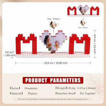 NAZENTI Custom Building Brick Gifts for Mothers Day, Personalized Photo Block Puzzle Heart Shaped Picture Customized Valentine's Day Gifts for Couples, I Love You Block Puzzle for Her, Anniversary