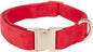 Soft Cotton Dog Collar with Metal Buckle Adjustable Heavy Duty Comfy Corduroy Collars for Small Medium Large Dogs,Red,Small