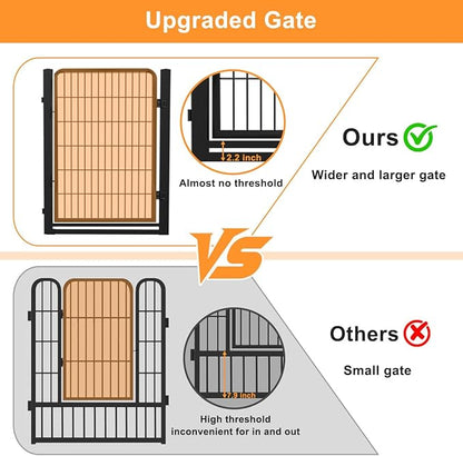 Dog Fence Outdoor Pens Outside,Portable Dog Play Pen 40" H 8 Panels Pet Playpen Exercise Pens for Puppys Small Medium Large Dogs RV Camping Yard Garden Indoor Wide Gate